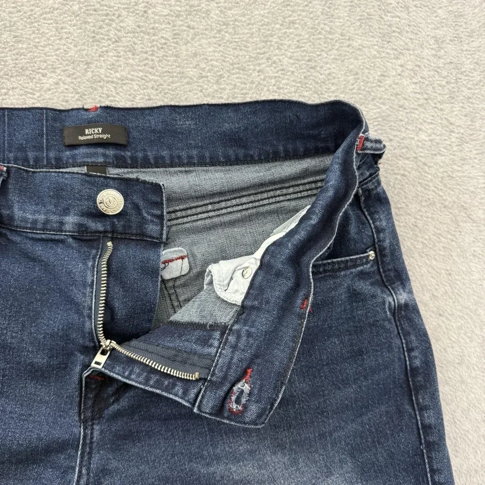 True Religion Jeans Mens 34x34‎ Fits (36x34) Blue Ricky Relaxed Straight Stretch